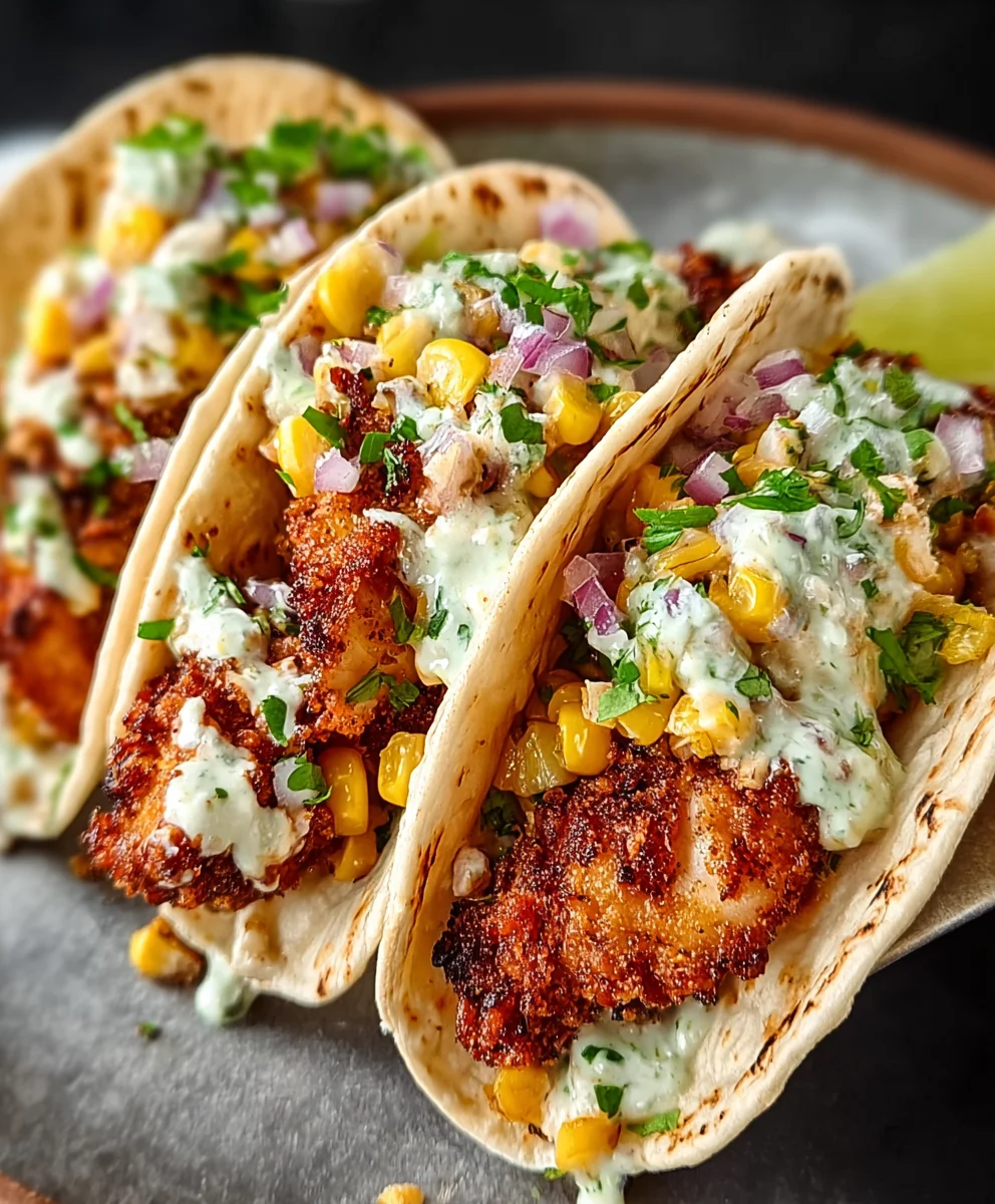 Fried Chicken Street Corn Tacos-Flavorful Fiesta