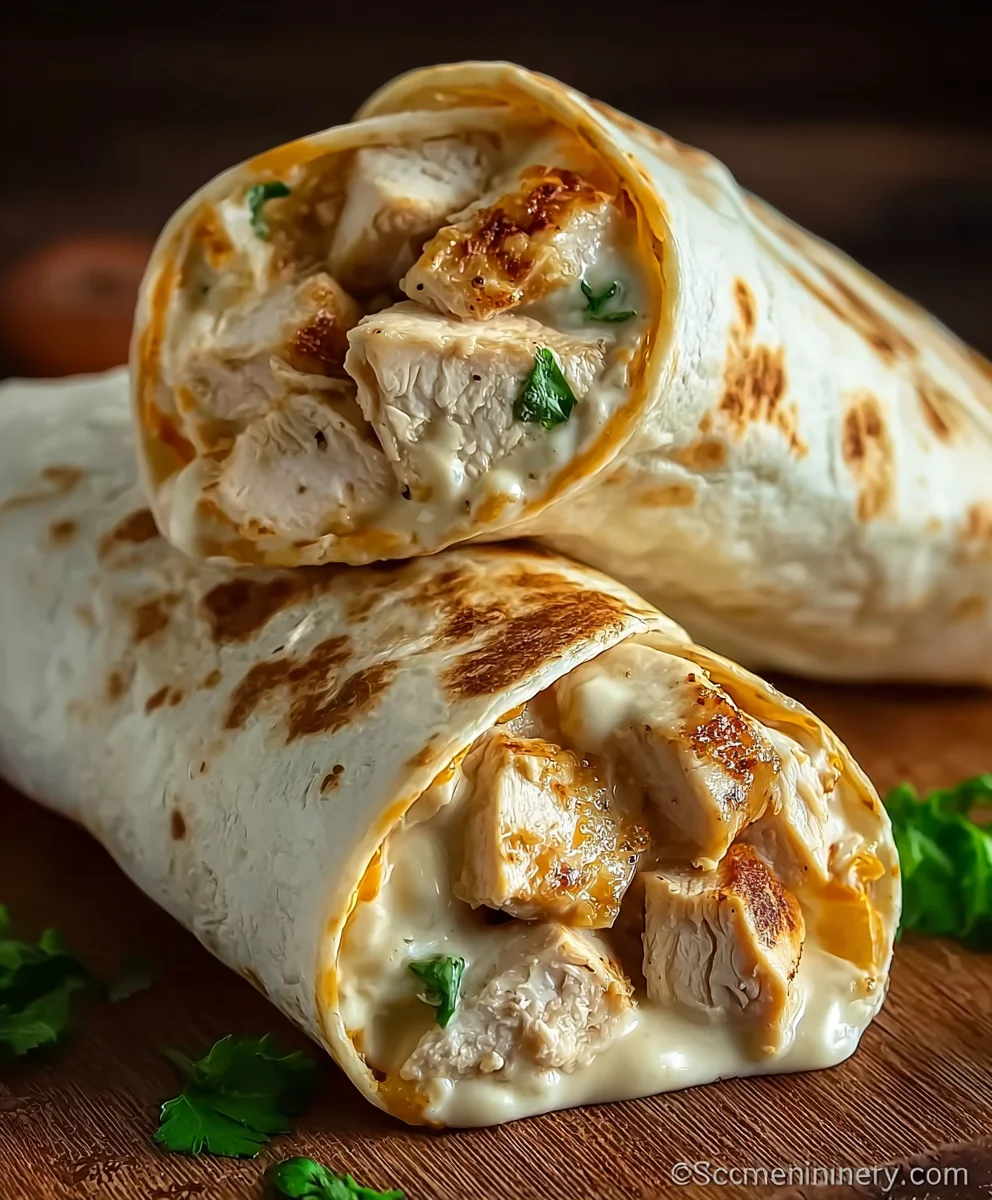 Easy Cheesy Chicken Garlic Wraps - Quick Dinner