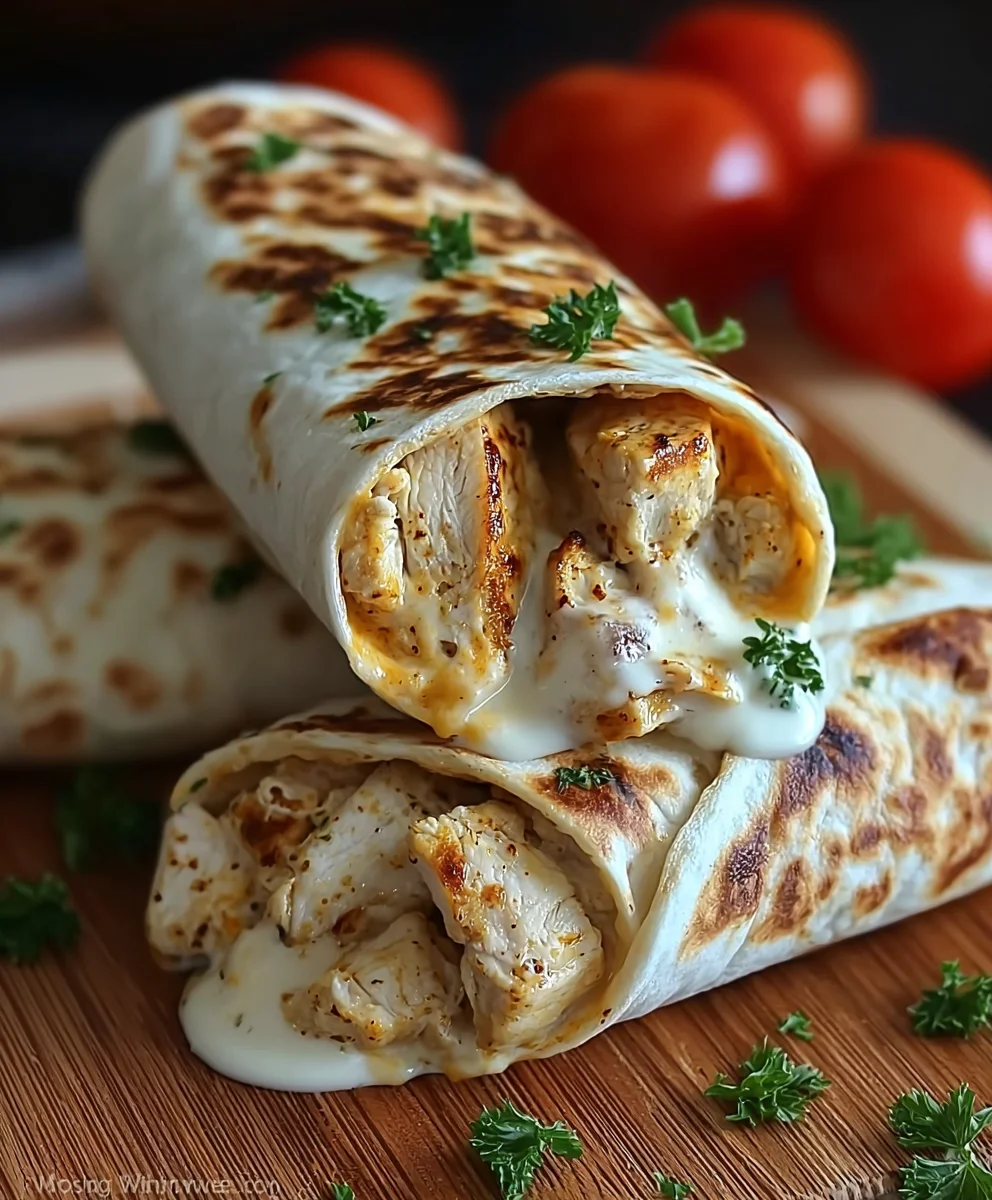 Easy Cheesy Chicken Garlic Wraps - Quick Dinner