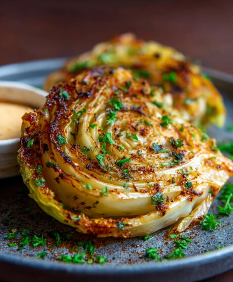 Oven Roasted Garlic Cabbage Steaks - Easy Vegan Meal