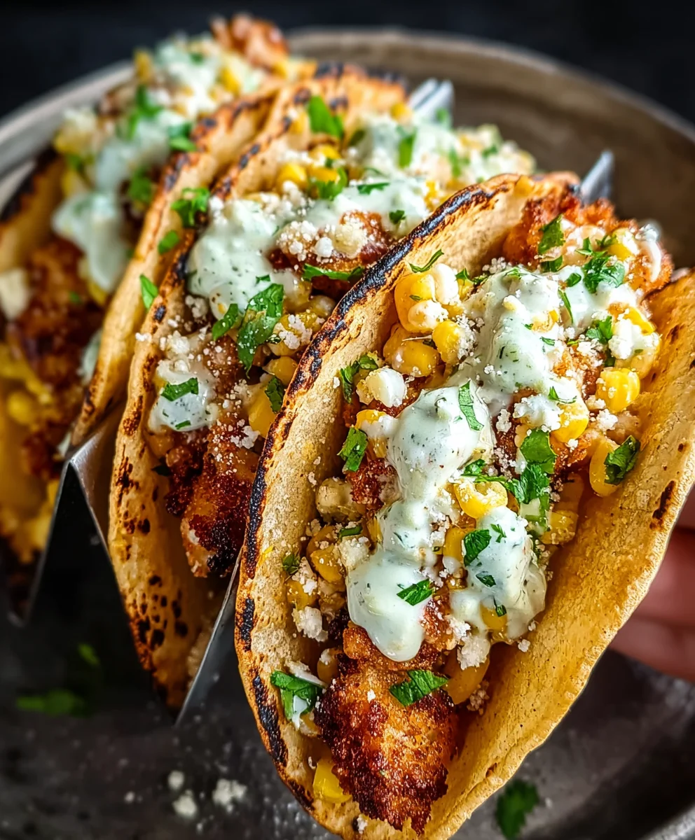 Fried Chicken Street Corn Tacos-Flavorful Fiesta