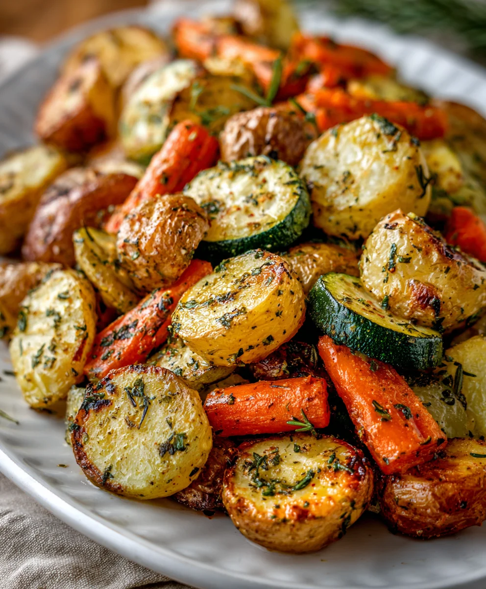 Garlic Herb Roasted Potatoes Carrots Zucchini