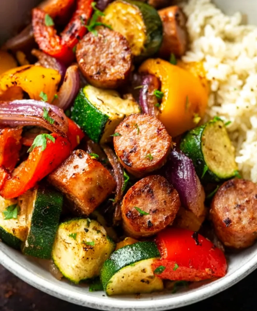 Air Fryer Chicken Sausage and Veggies- Quick Meal