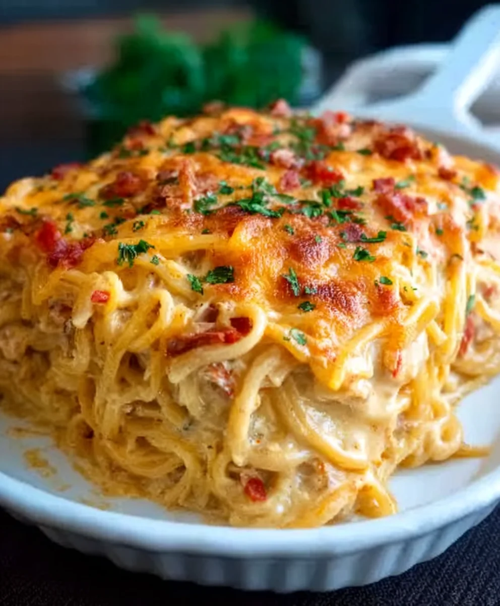 Spicy Cheesy Chicken Spaghetti Casserole Recipe