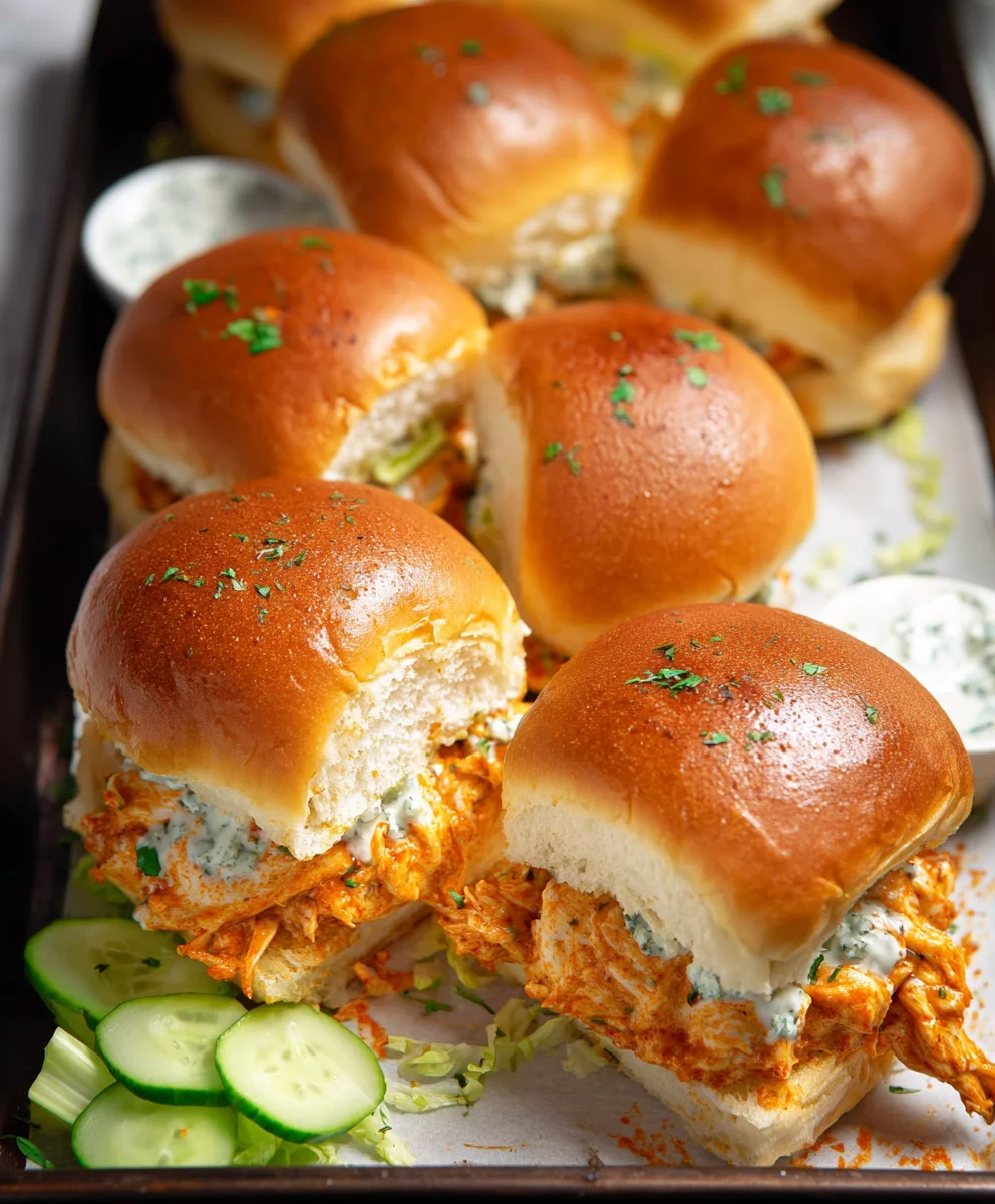 Spicy Buffalo Chicken Sliders-Quick & Easy Recipe