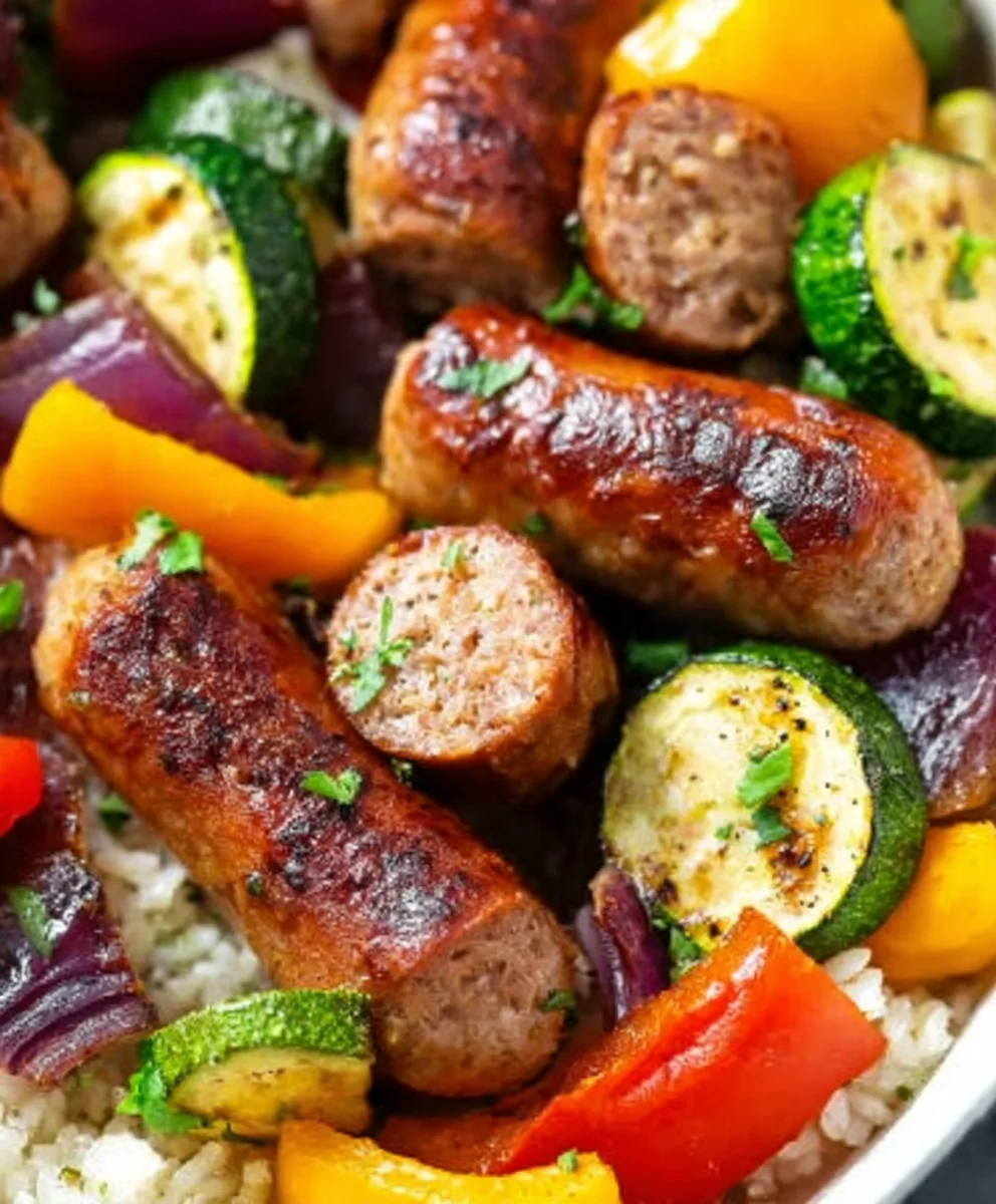 Air Fryer Chicken Sausage and Veggies- Quick Meal