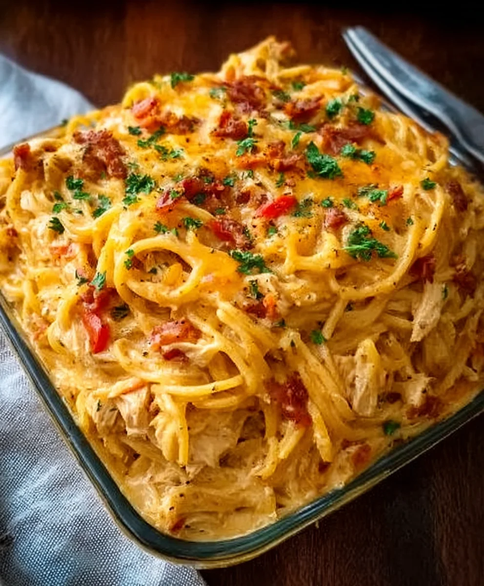 Spicy Cheesy Chicken Spaghetti Casserole Recipe