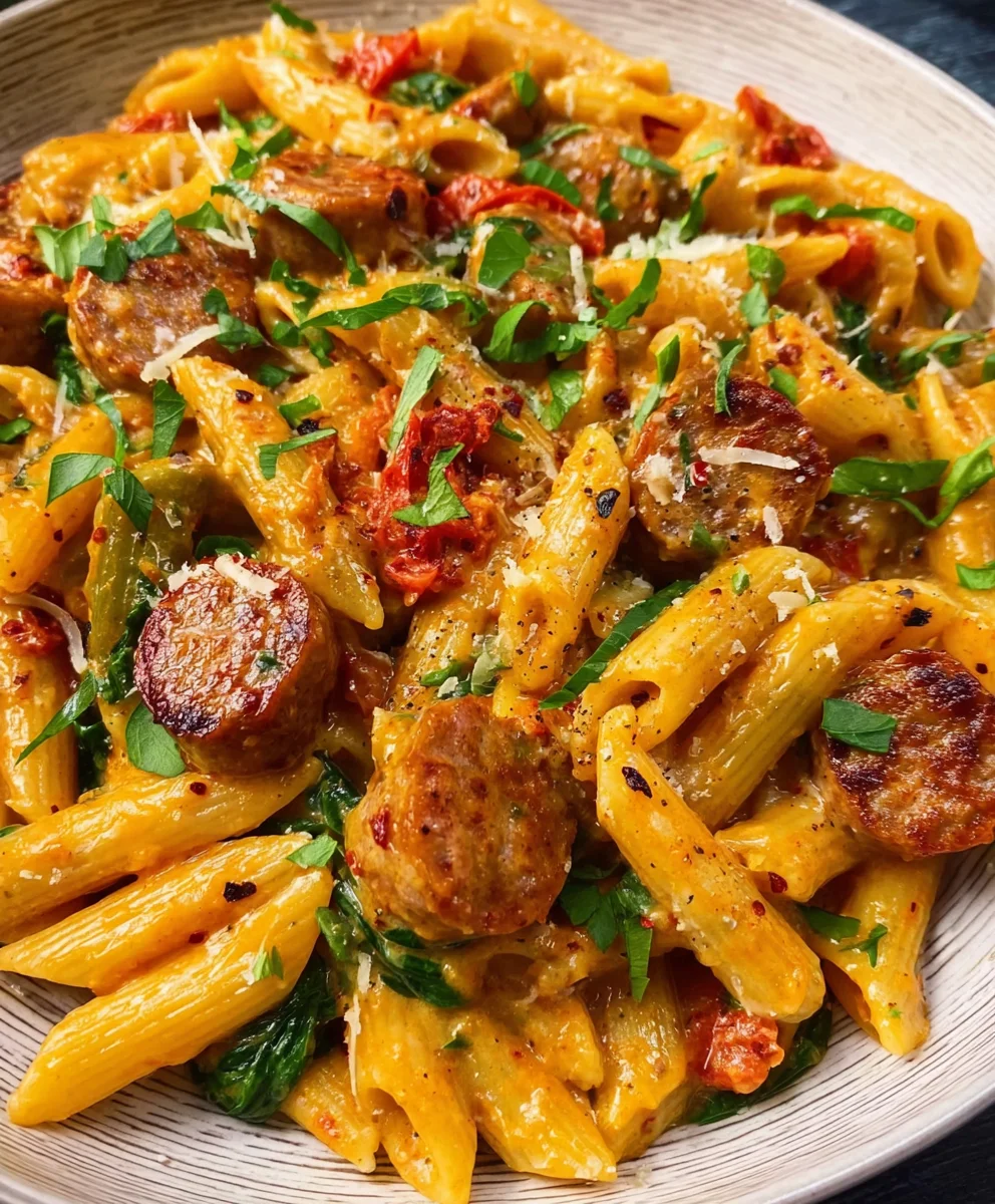 Minute Creamy Cajun Beef Sausage Pasta Easy Recipe