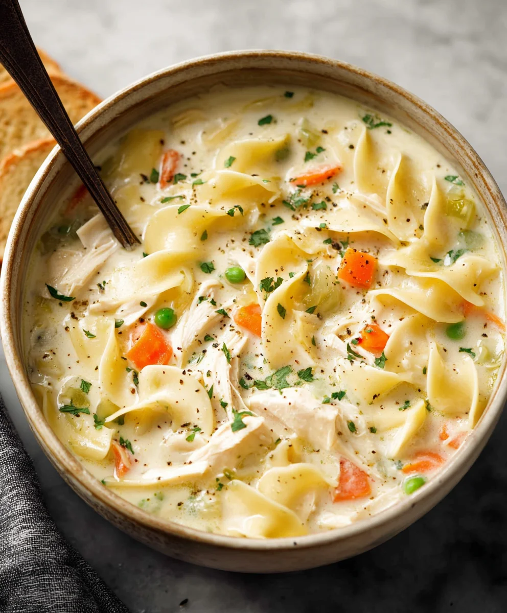 Creamy Chicken Noodle Soup - Comforting & Easy Recipe