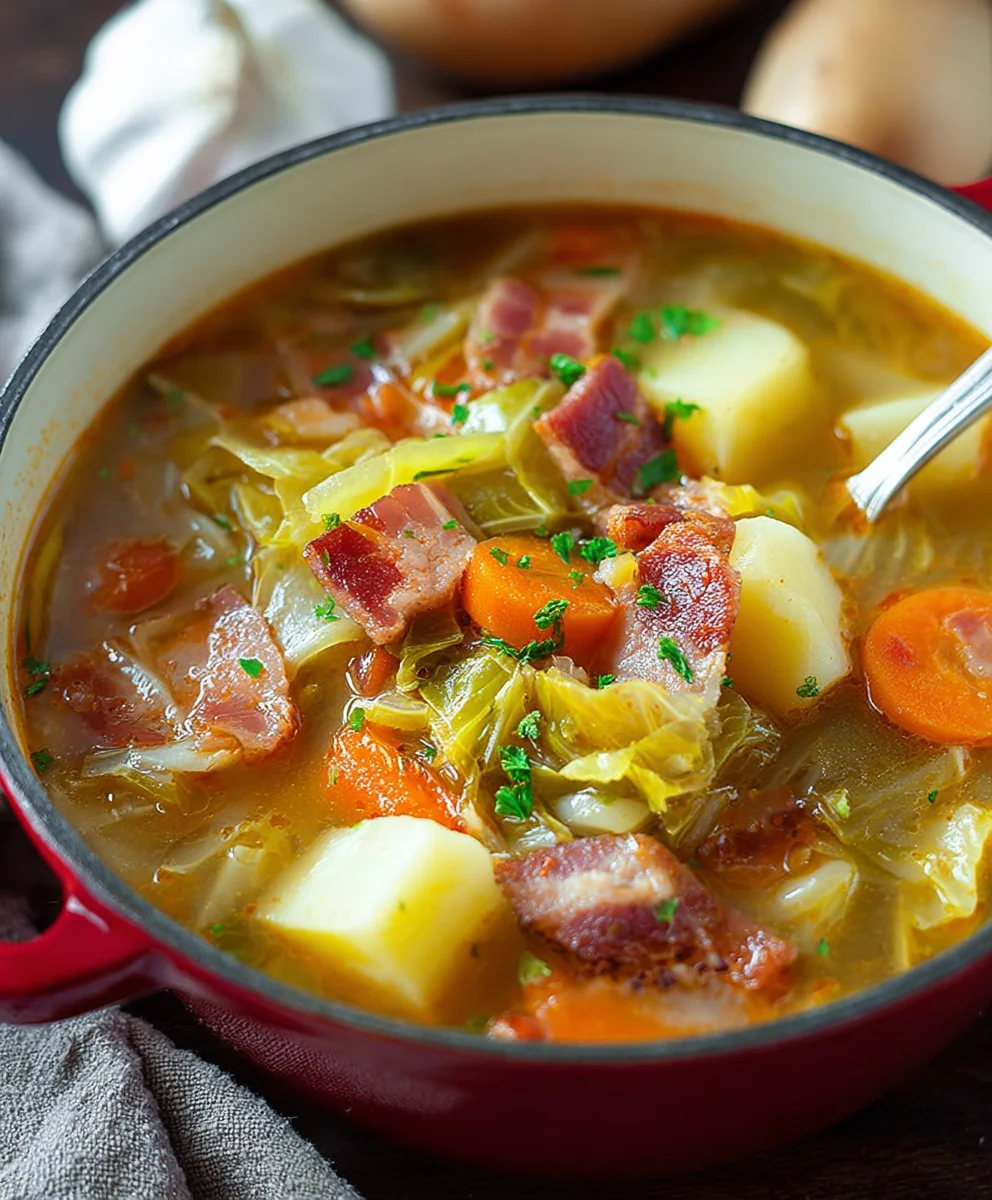 Irish Beef Beef Bacon Cabbage Potato Soup - Hearty Comfort