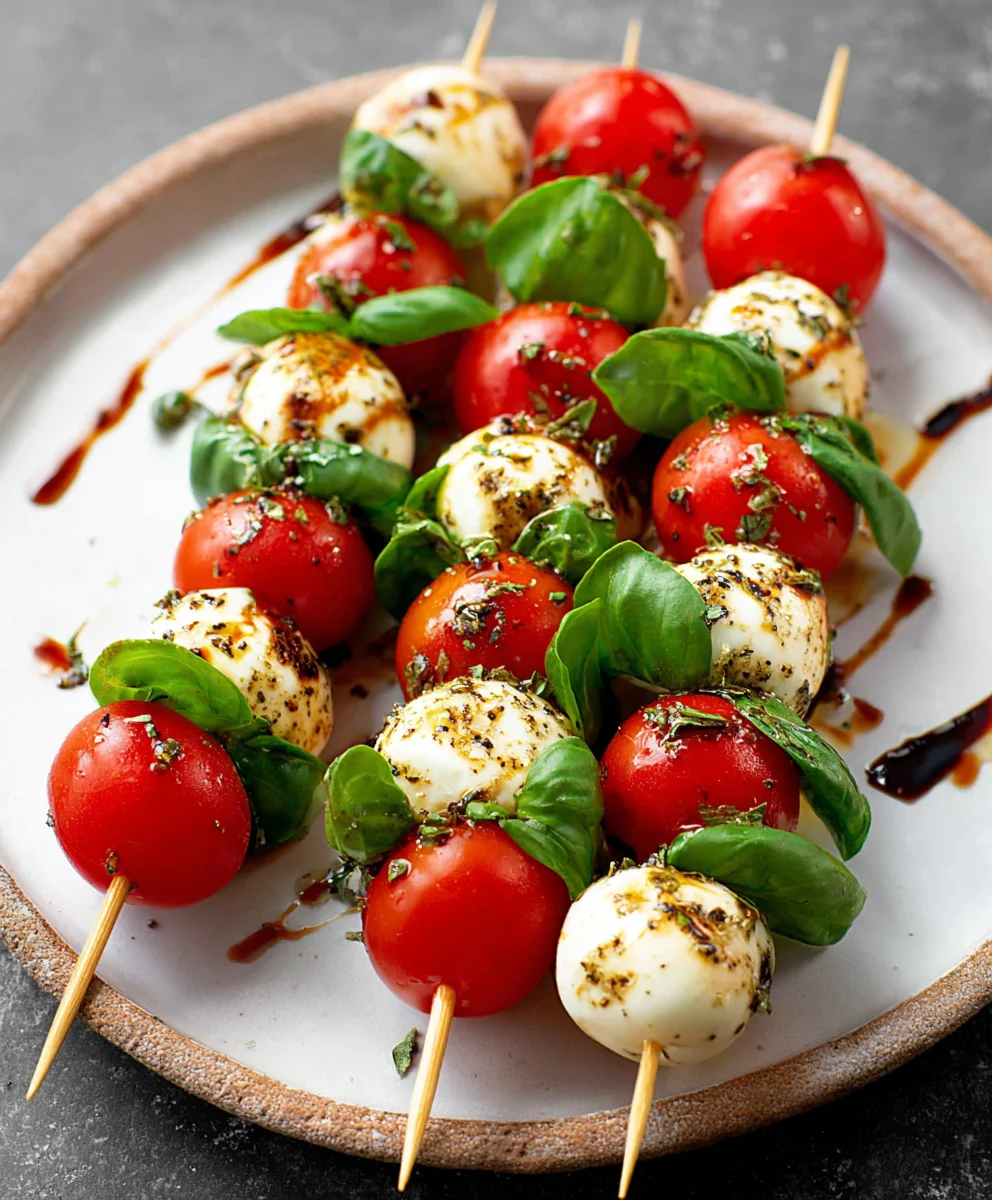 Easy Caprese Skewers- Fresh Italian Appetizer