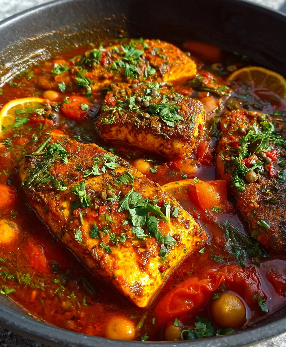 Spicy Moroccan Fish Recipe-Rich Sauce Classic Flavor