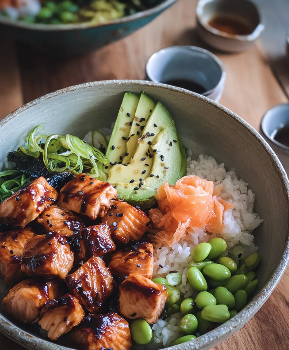 Easy Teriyaki Salmon Sushi Bowl Recipe GF