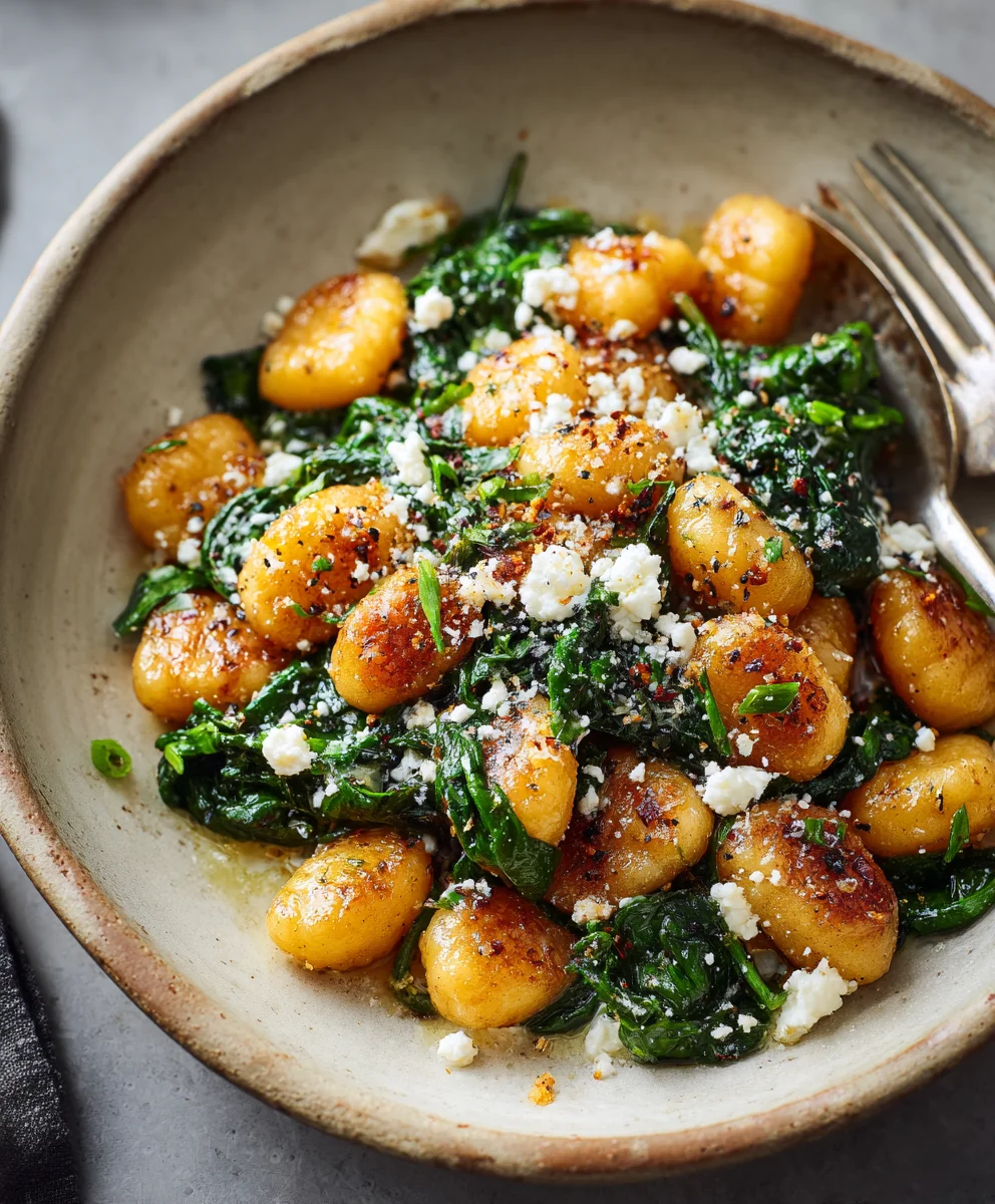 Crispy Gnocchi Spinach Feta Easy Recipe
