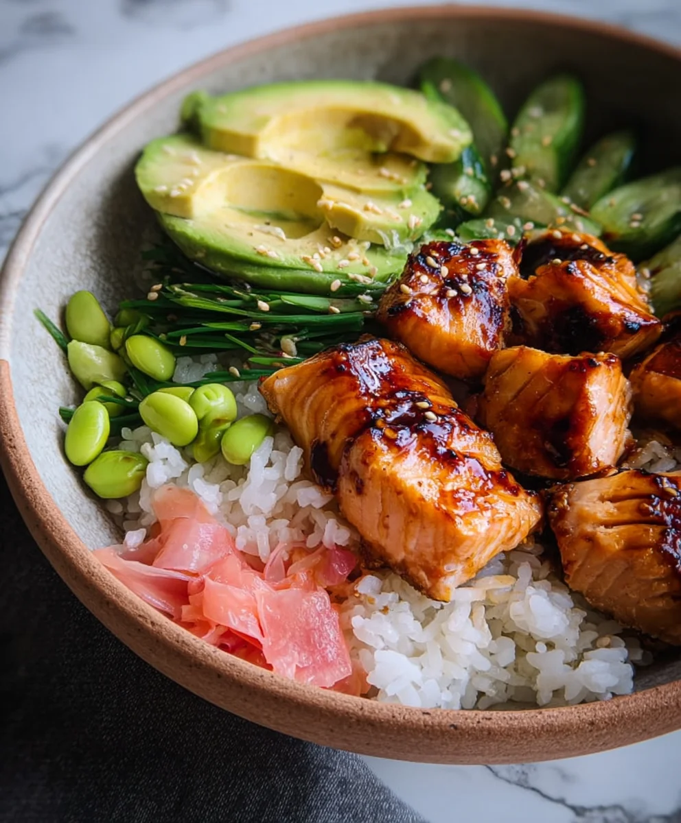 Easy Teriyaki Salmon Sushi Bowl Recipe GF