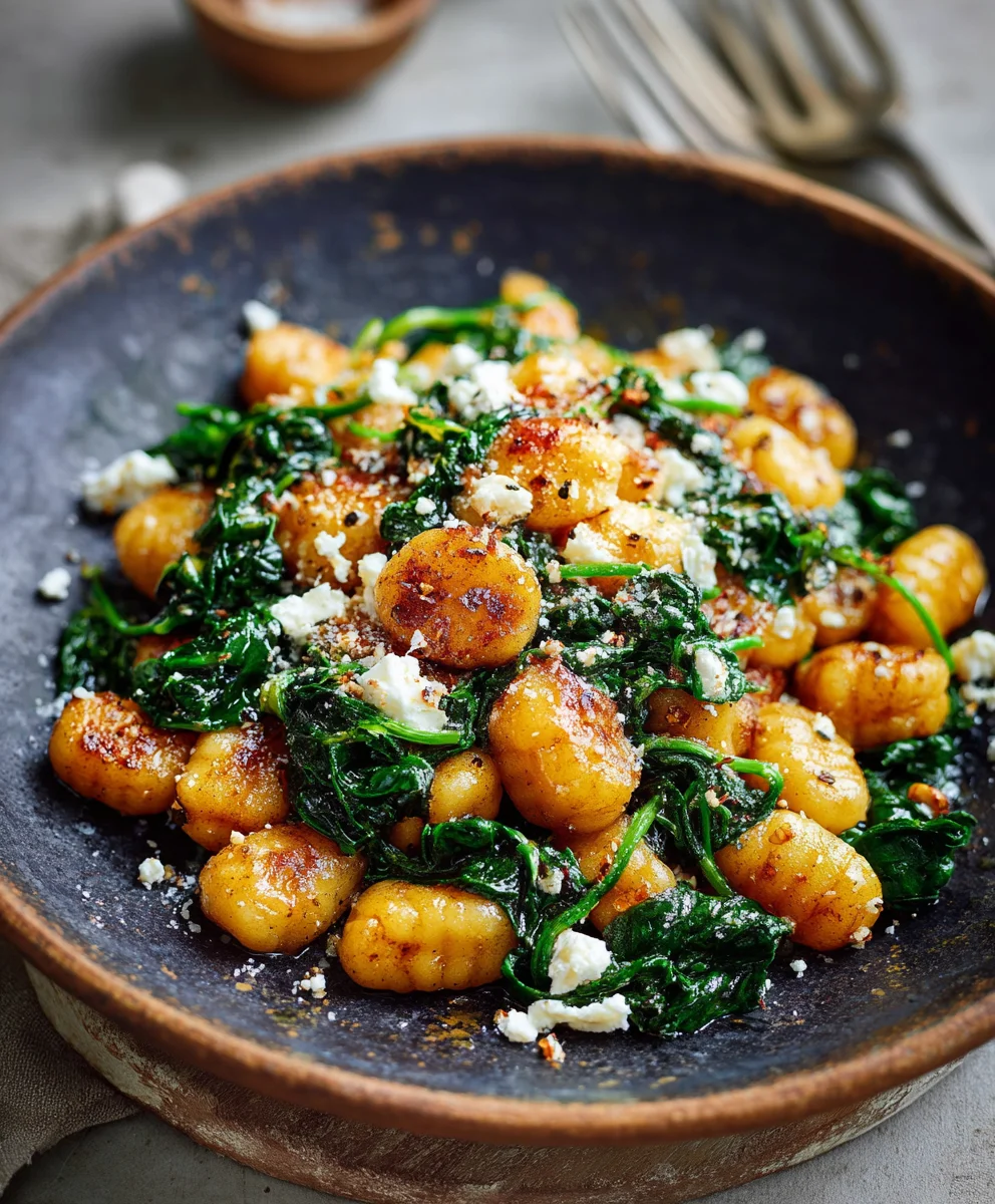 Crispy Gnocchi Spinach Feta Easy Recipe