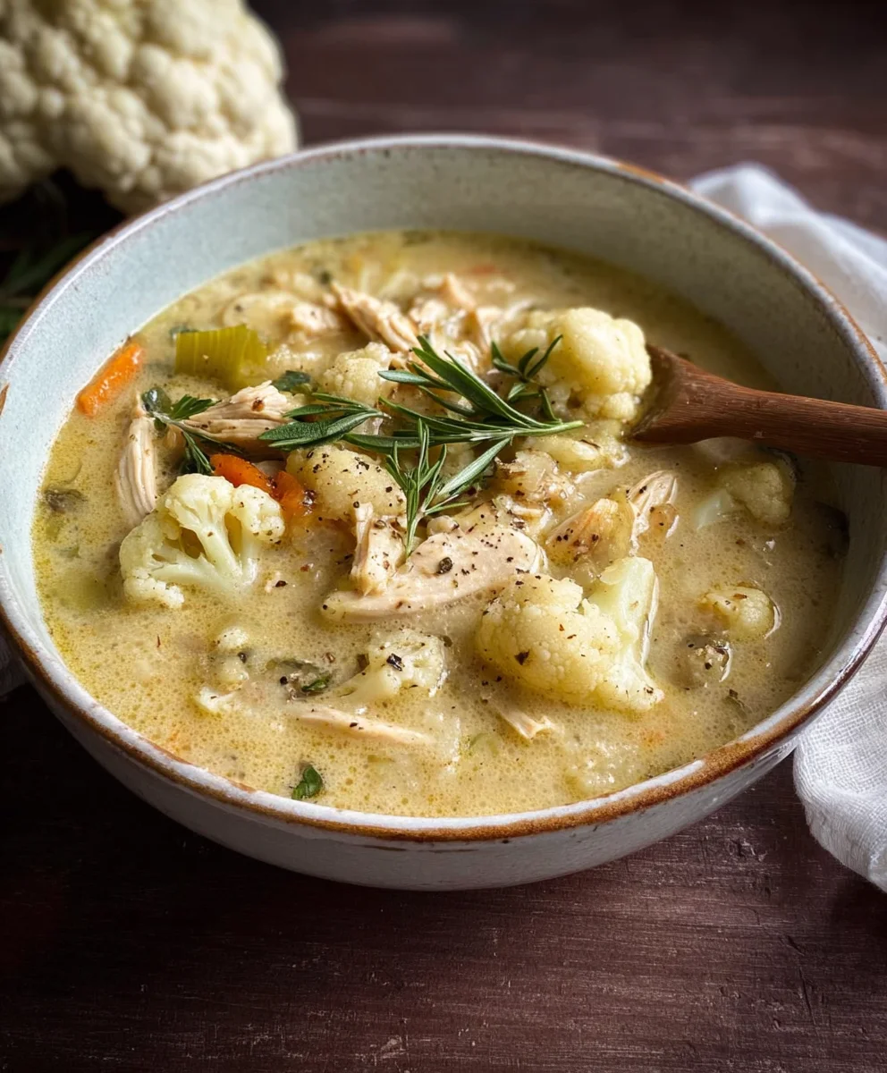 Anti Inflammatory Cauliflower Chicken Soup-Easy & Healthy
