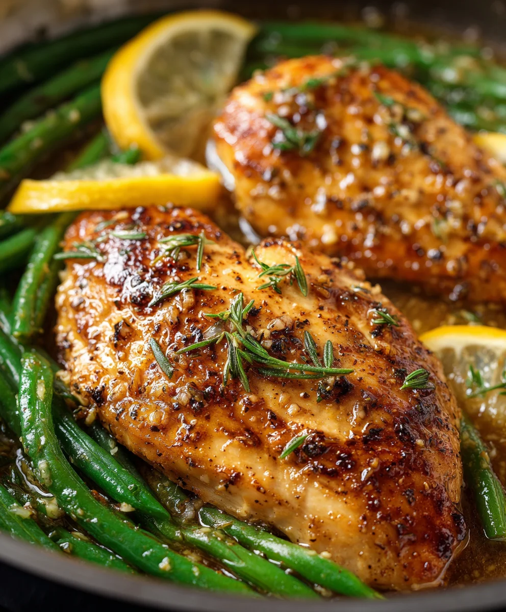 Lemon Garlic Butter Beef Green Bean Skillet