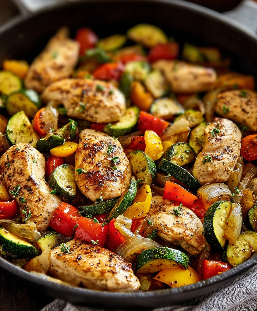Healthy Chicken Vegetable Skillet Dinner - Quick & Easy