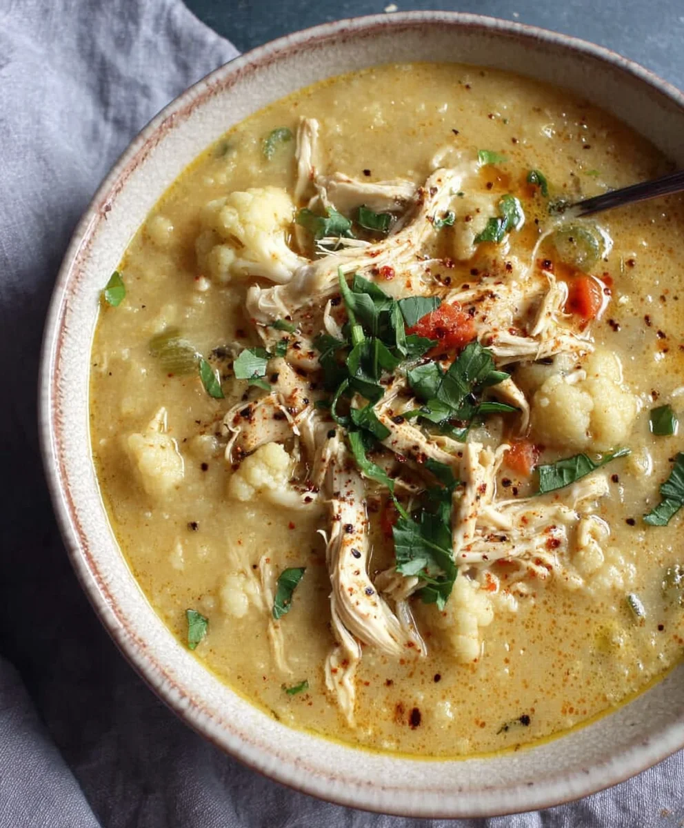 Anti Inflammatory Cauliflower Chicken Soup-Easy & Healthy