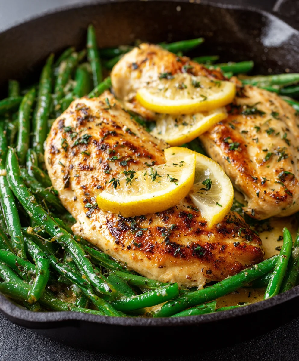 Lemon Garlic Butter Beef Green Bean Skillet
