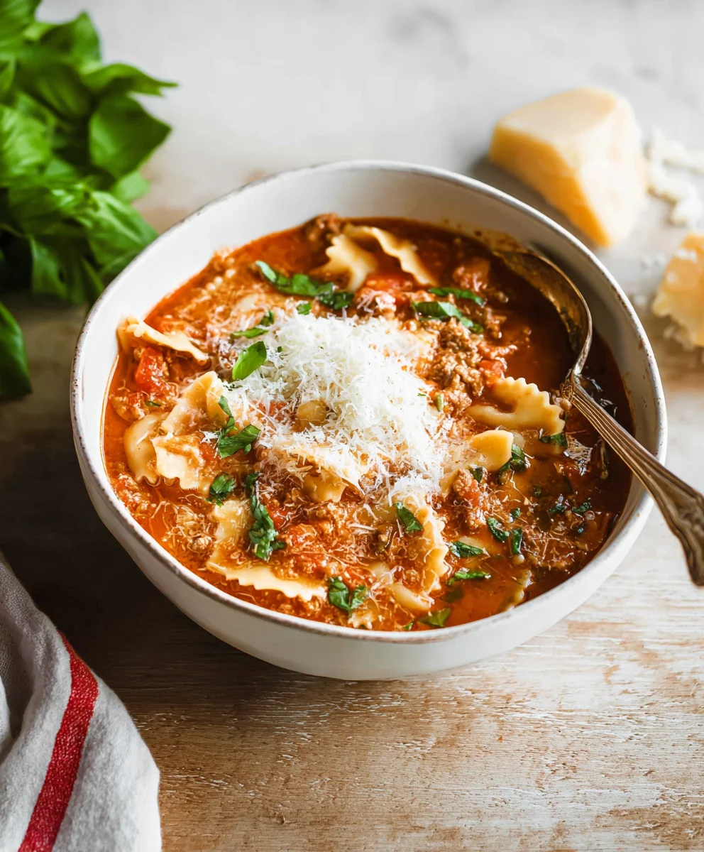 Easy Creamy Lasagna Soup-Comfort In A Bowl