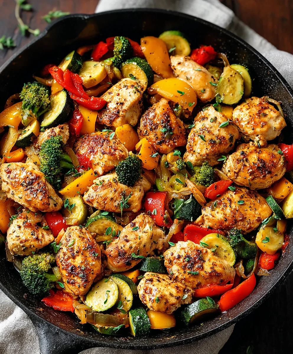 Healthy Chicken Vegetable Skillet Dinner - Quick & Easy
