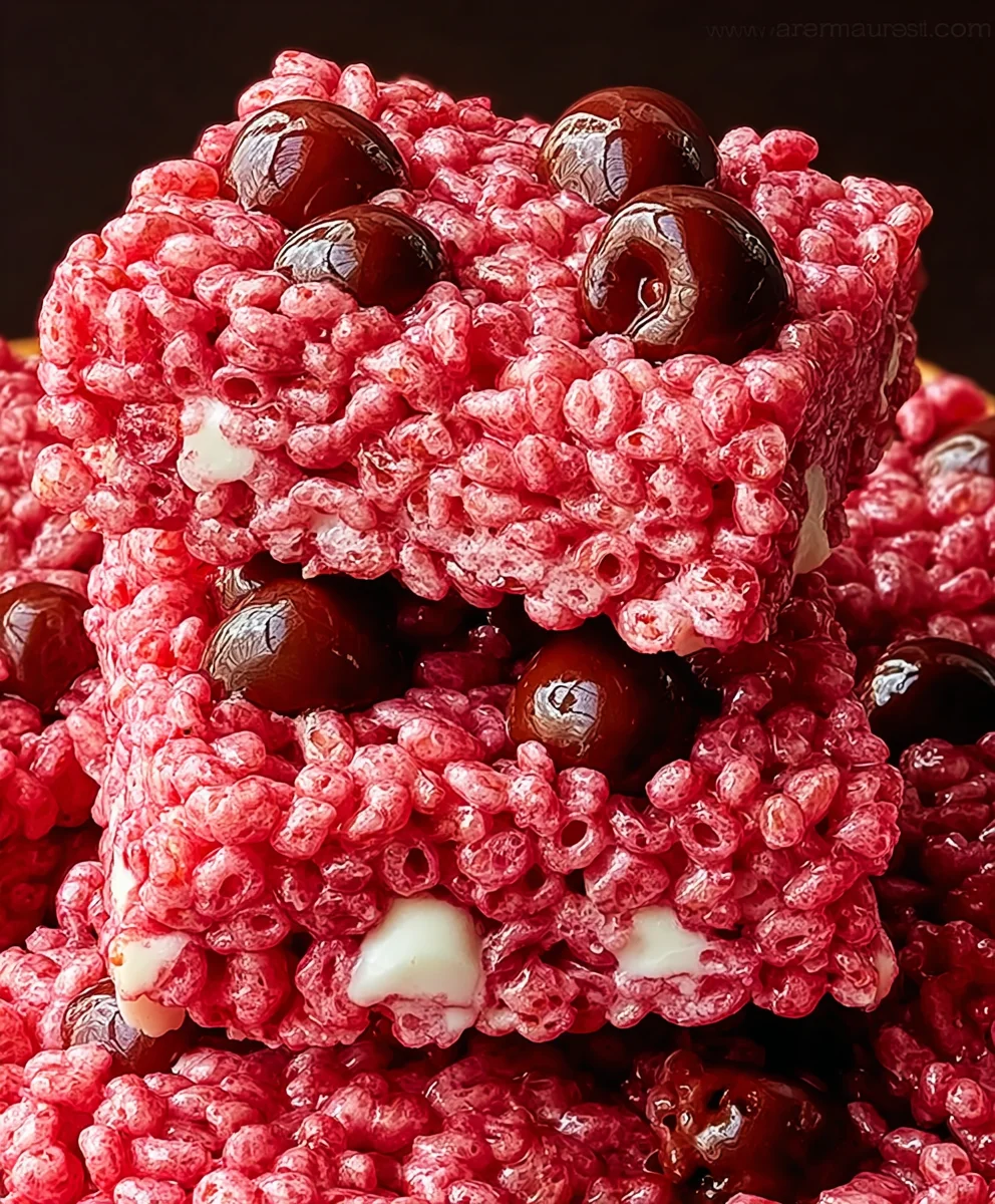Cherry Rice Krispie Treats-Easy No-Bake Snack