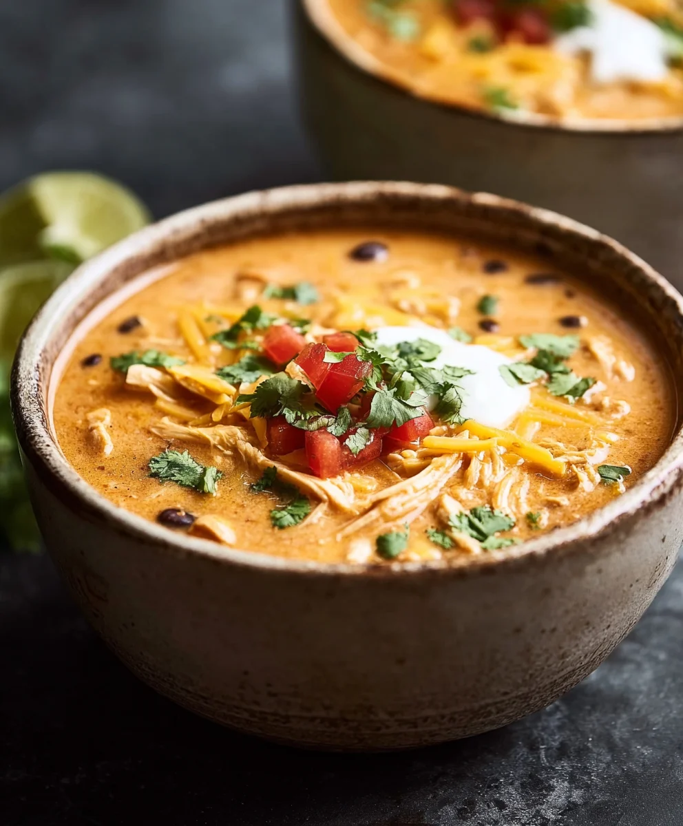 Creamy Chicken Enchilada Soup-Easy & Delicious