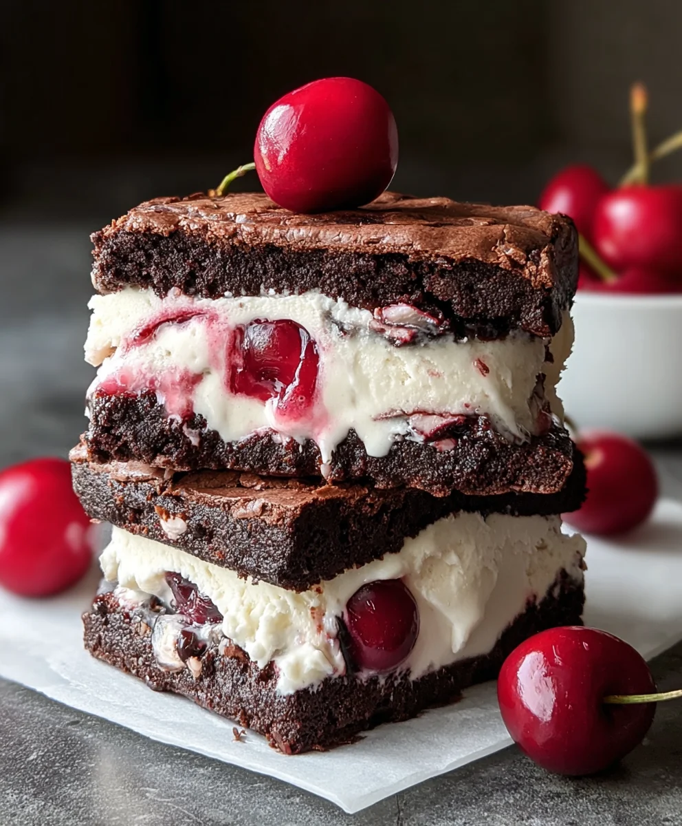 Cherry Brownie Ice Cream Sandwiches-Easy Treat