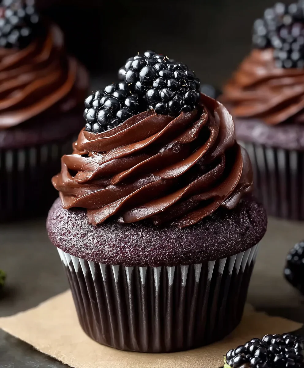 Dark Chocolate Blackberry Cupcakes - Rich & Delicious