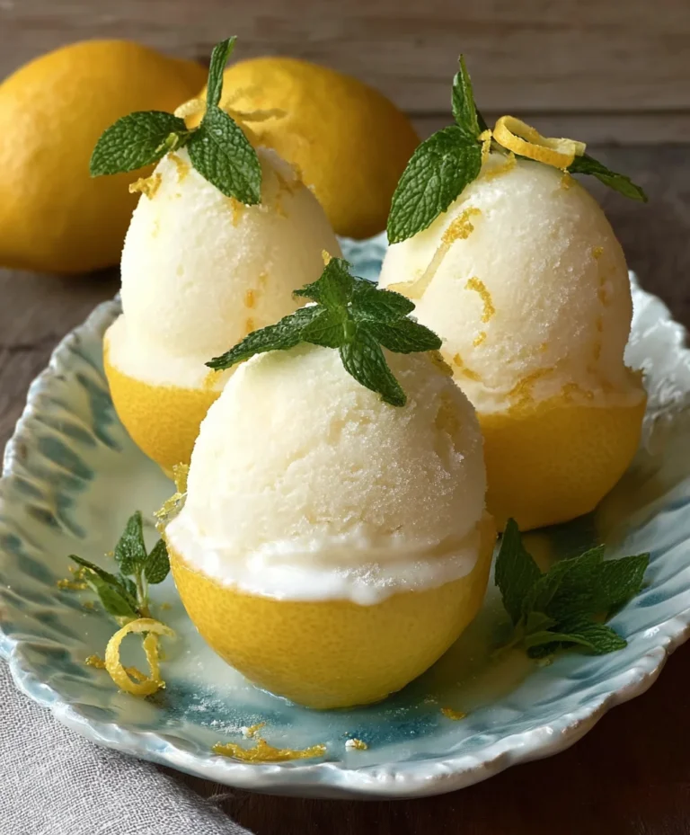 Frozen Lemon Shell Sorbet-Refreshing Dessert