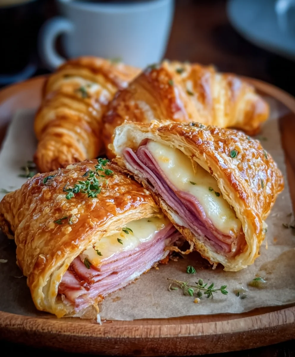Baked Beef Beef Ham Cheese Croissants- Easy Recipe