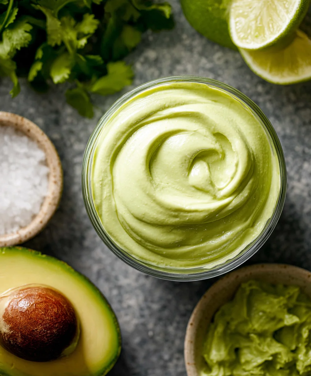 Creamiest Avocado Crema Recipe- Tacos Salads & More