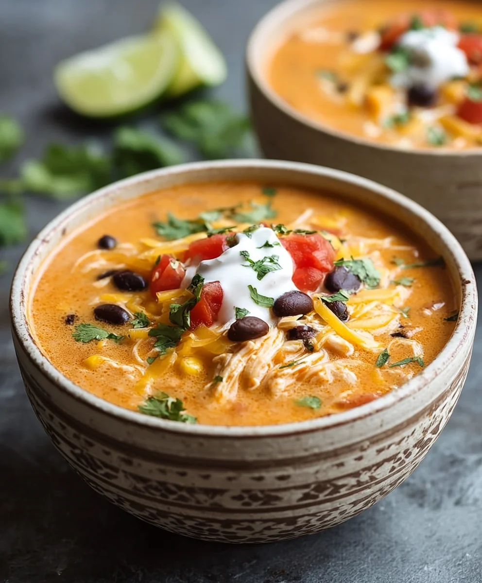 Creamy Chicken Enchilada Soup-Easy & Delicious