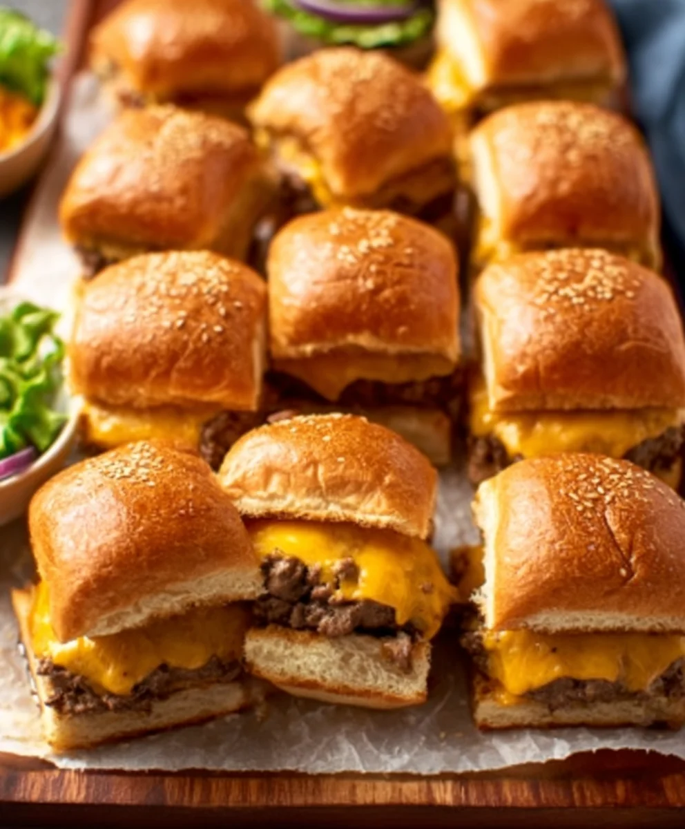 Juicy Cheeseburger Sliders- Easy Party Appetizer