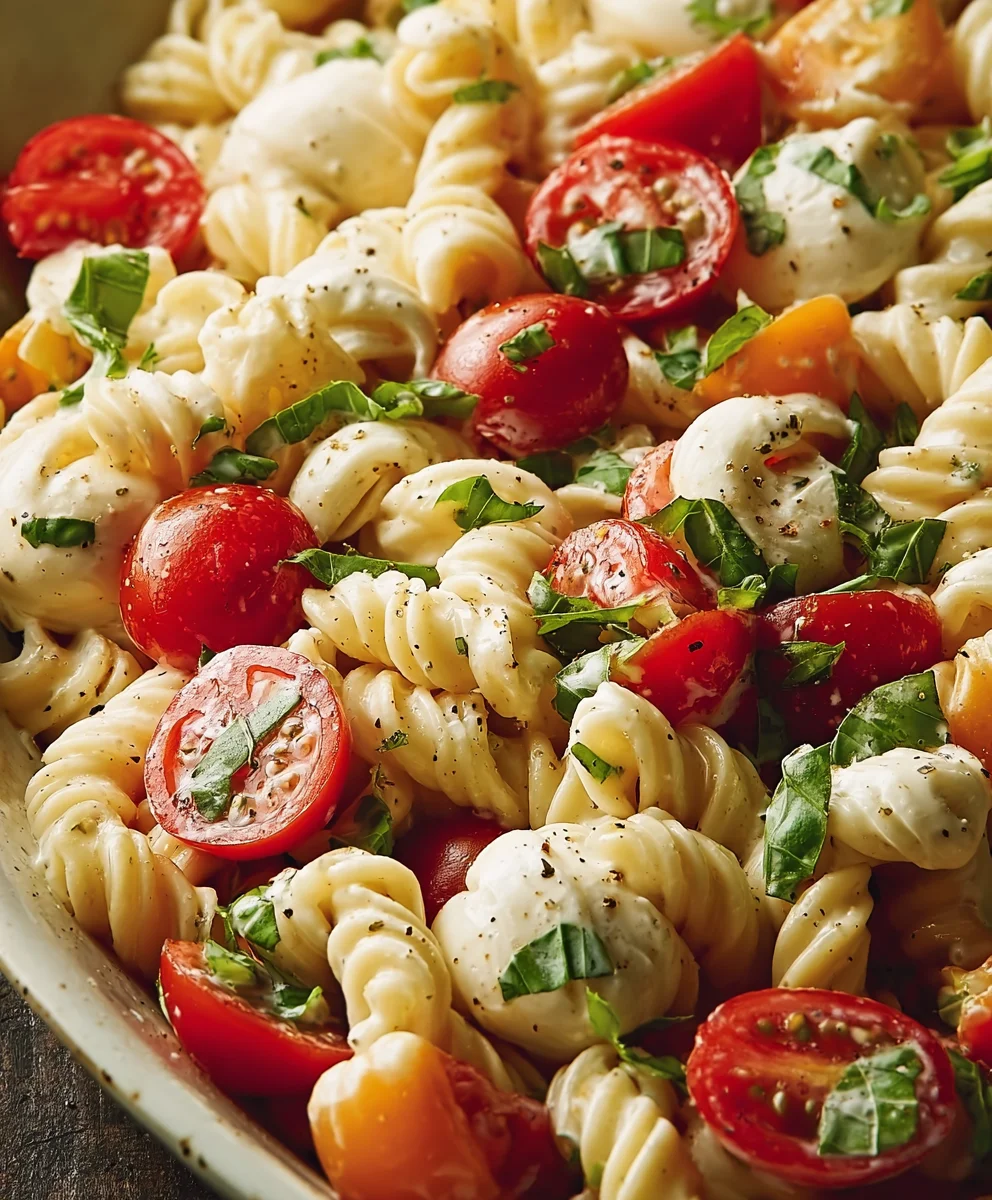 Creamy Caprese Pasta Salad - Easy Summer Meal