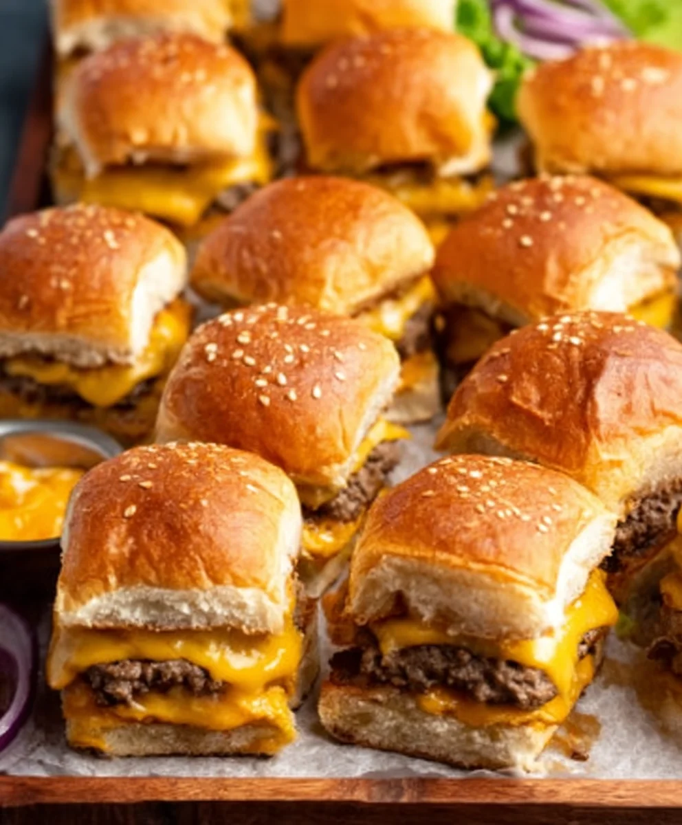 Juicy Cheeseburger Sliders- Easy Party Appetizer