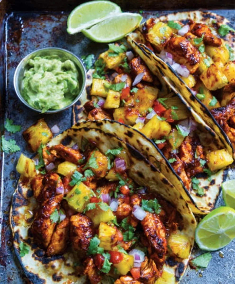 Easy One Pan Chicken Pineapple Tacos Recipe
