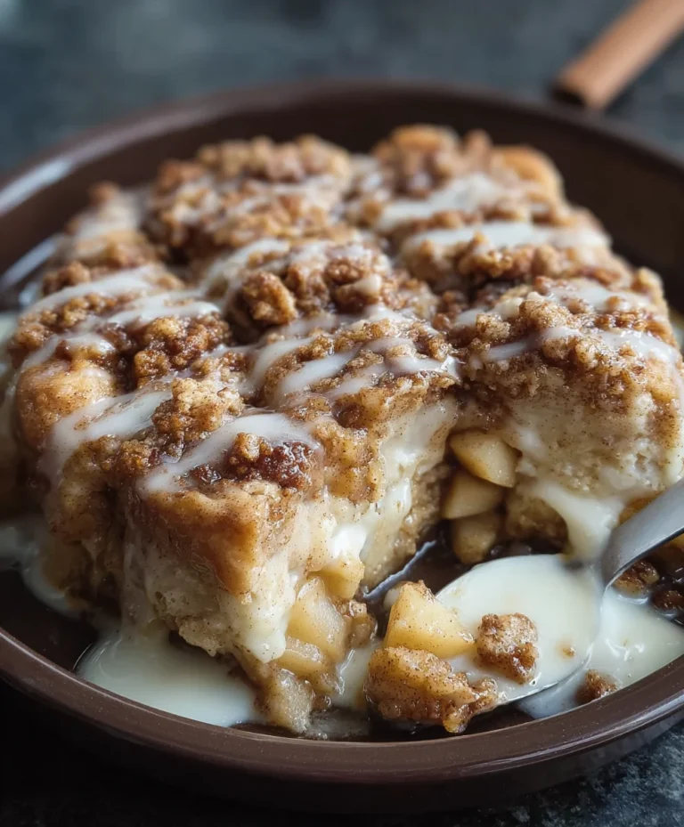 Apple Crisp Cinnamon Roll Casserole-Dessert Recipe