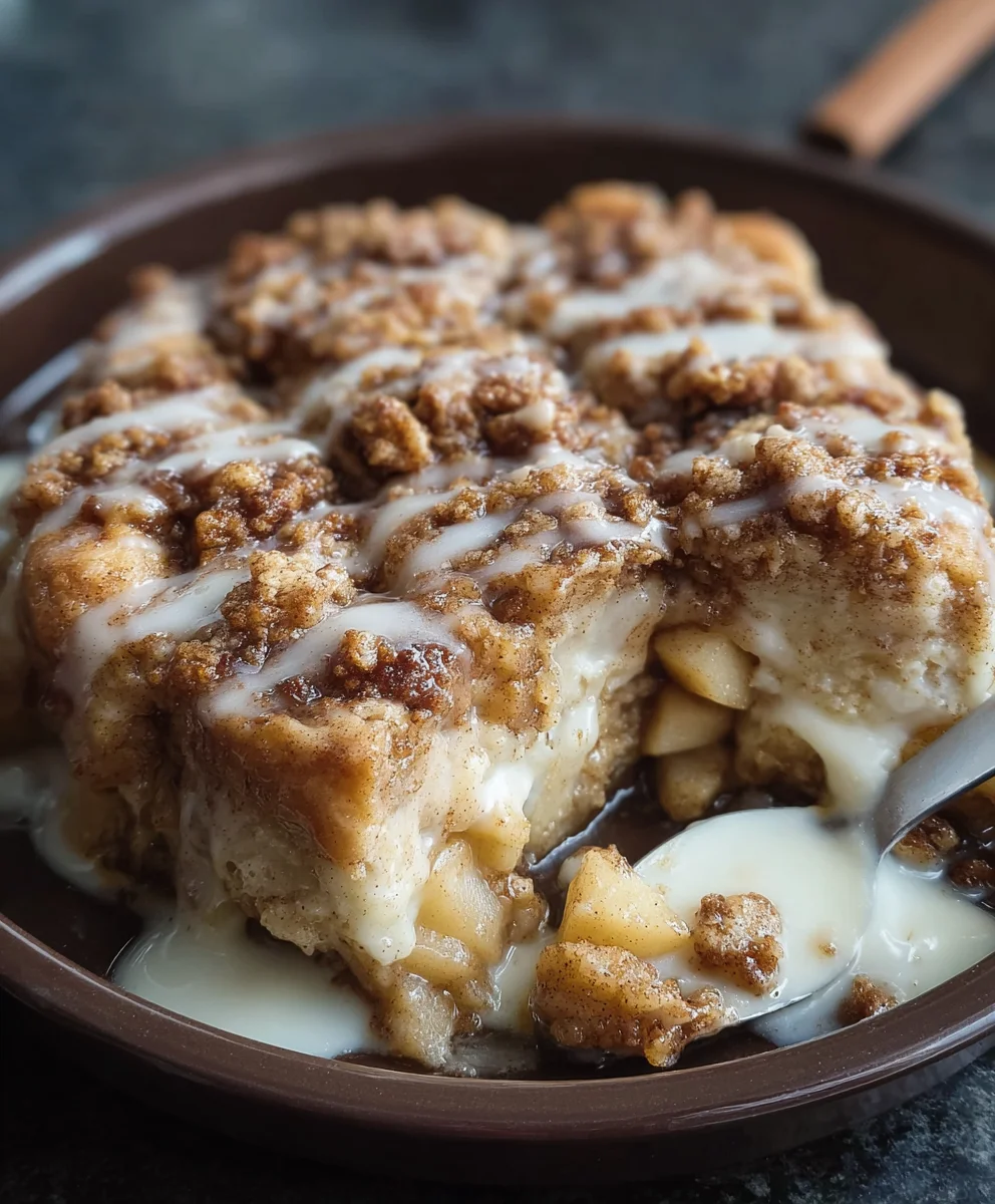 Apple Crisp Cinnamon Roll Casserole-Dessert Recipe