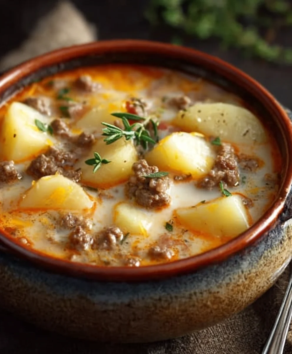 Cheesy Beef Beef Hamburger Potato Soup Recipe