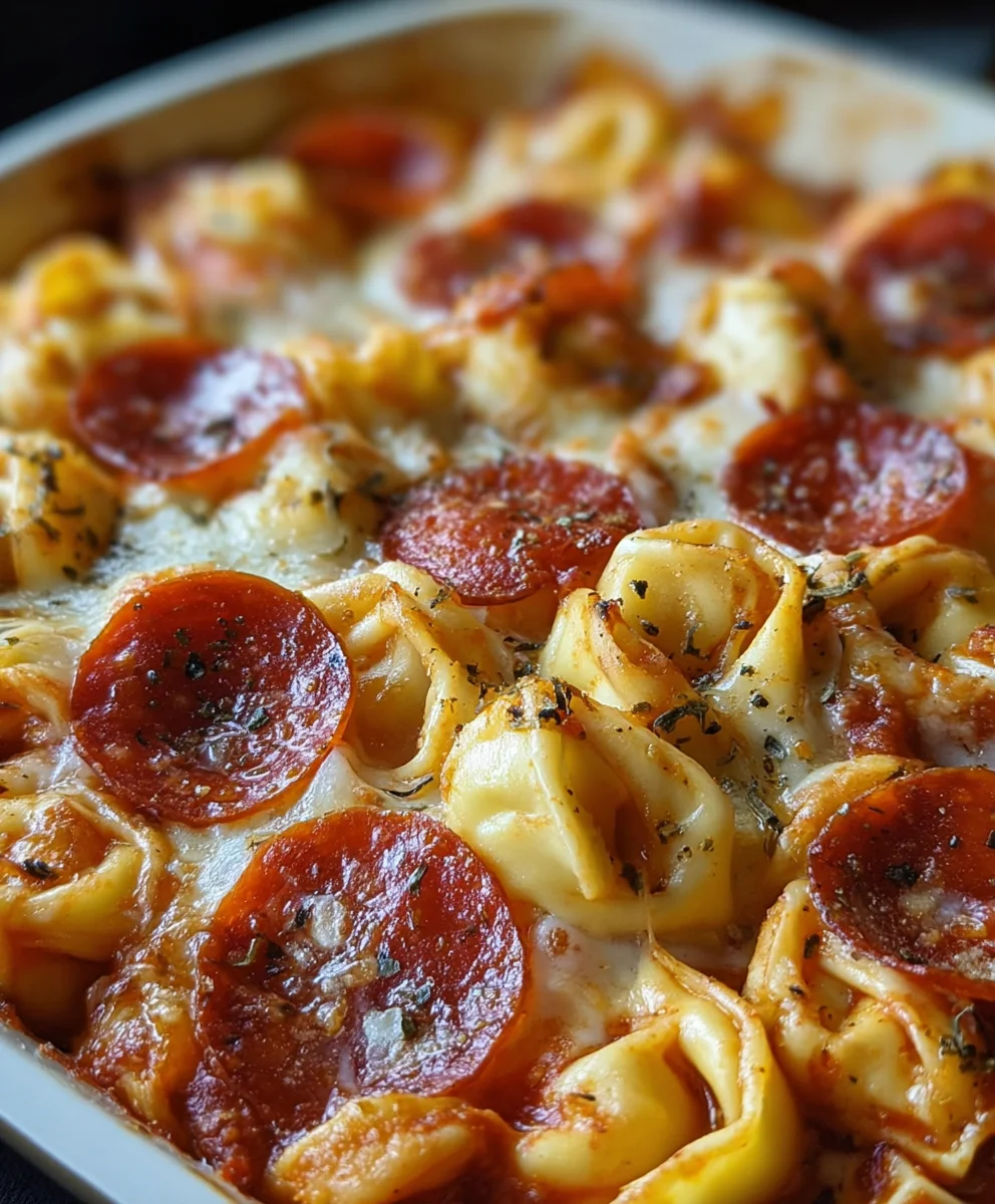 Easy Cheese Tortellini Beef Beef Pepperoni Pizza Casserole