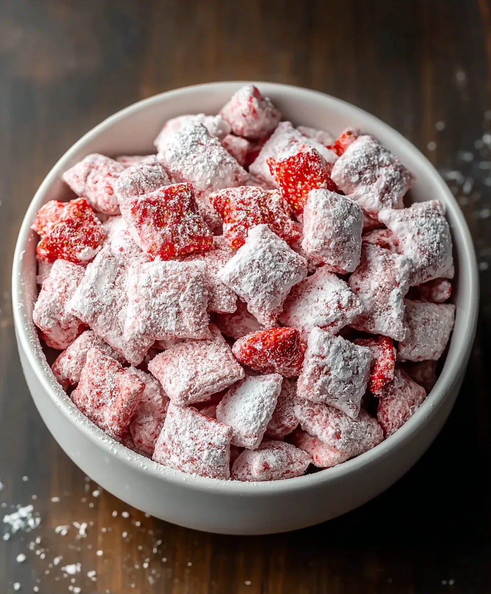 Easy Strawberry Shortcake Puppy Chow Recipe