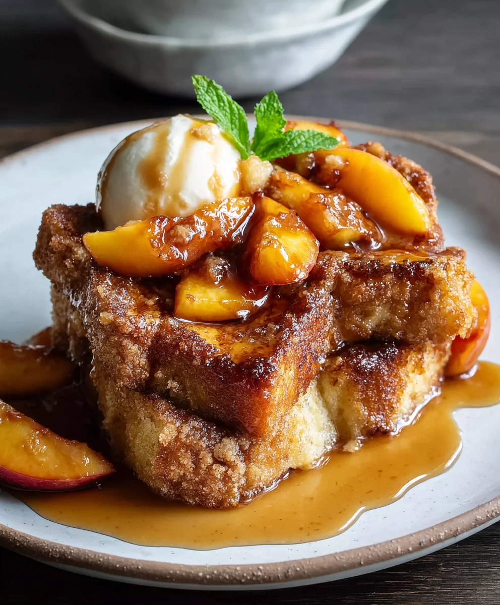 Easy Peach Cobbler French Toast Breakfast Treat