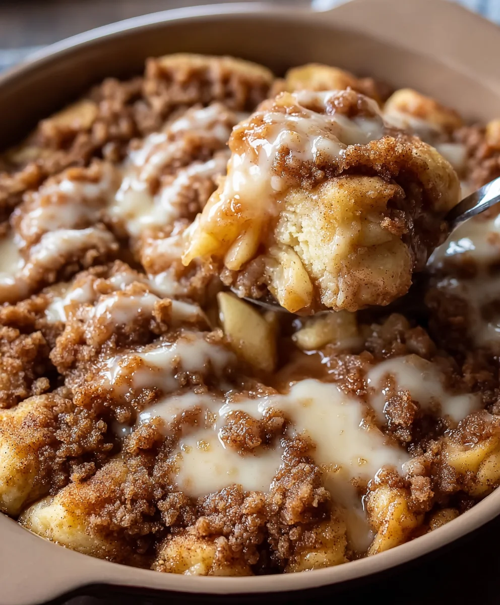 Apple Crisp Cinnamon Roll Casserole-Dessert Recipe