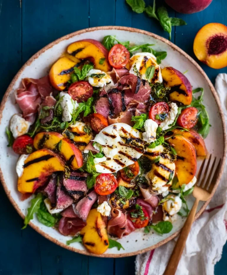 Grilled Nectarine Burrata Beef Salad Beef Prosciutto