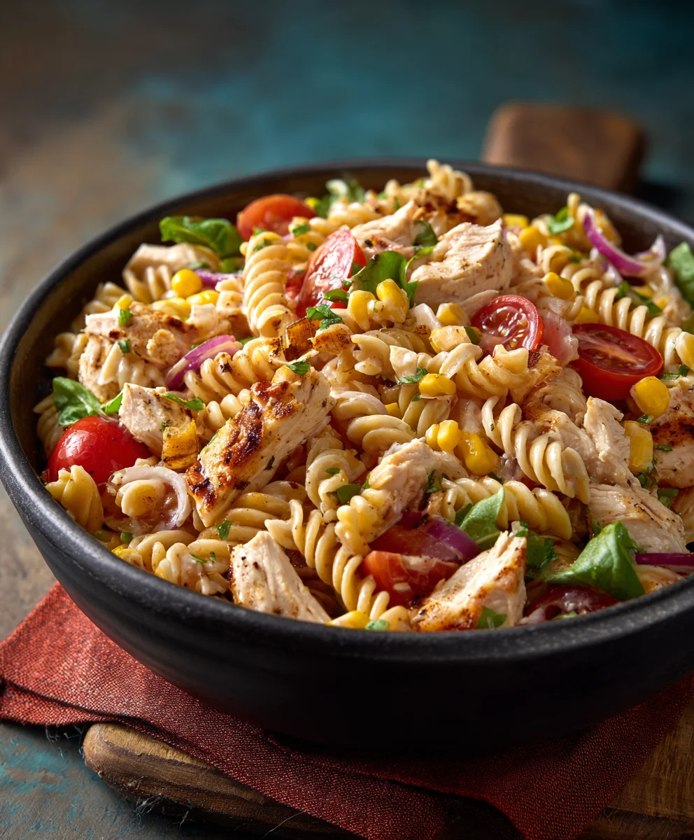 BBQ Chicken Pasta Salad - Easy Delicious Recipe