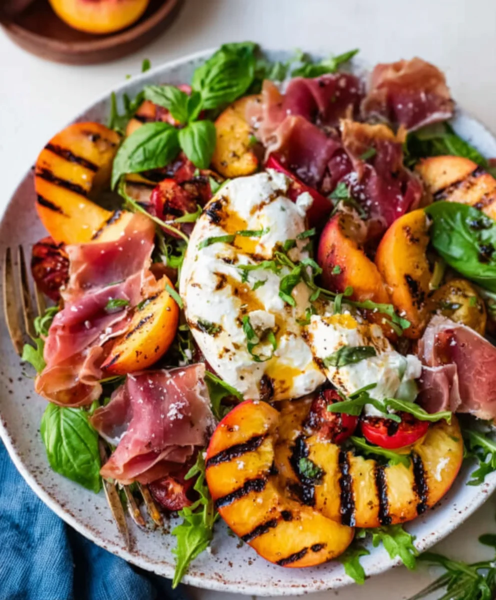 Grilled Nectarine Burrata Beef Salad Beef Prosciutto