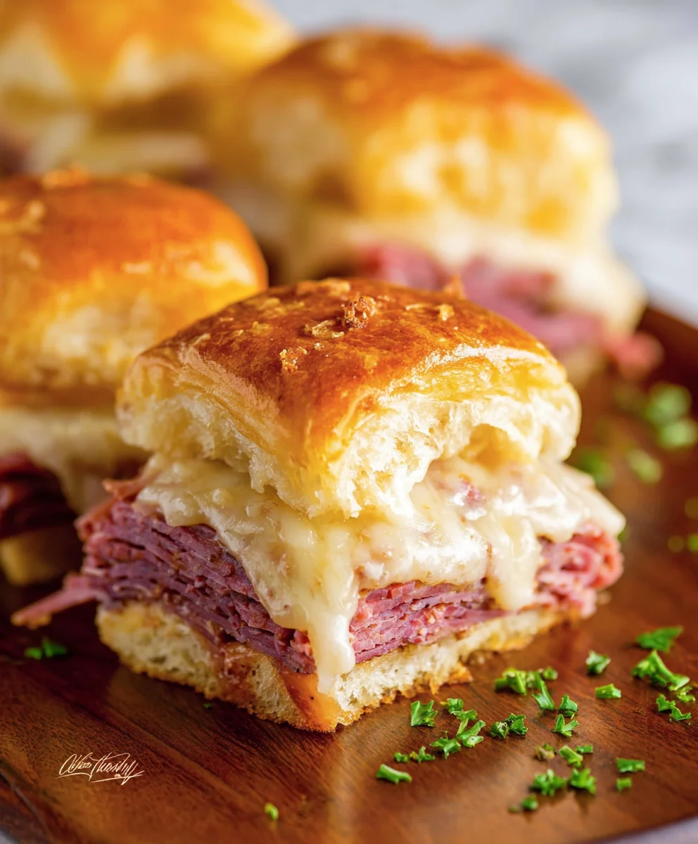 Easy Reuben Sliders- Savory Beef & Swiss Bites